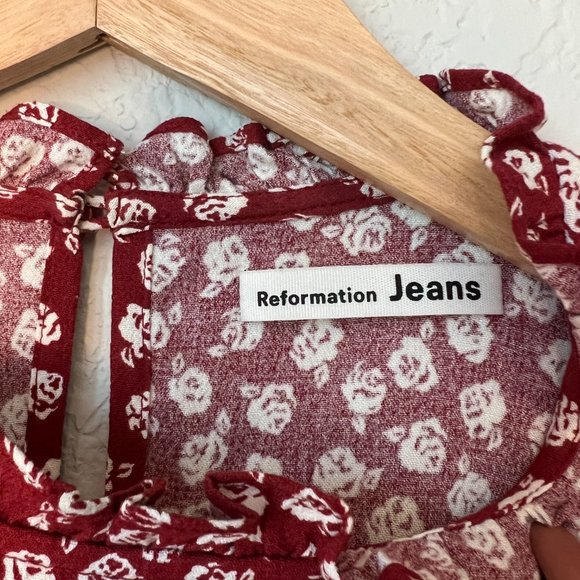 Reformation Leora Dress | Size: 2 | Color: Red + White Floral - Picture 8 of 8